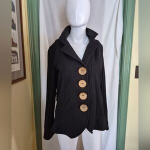 Neon Buddha Charcoal Soft Comfy Jacket Size S Patterned Buttons